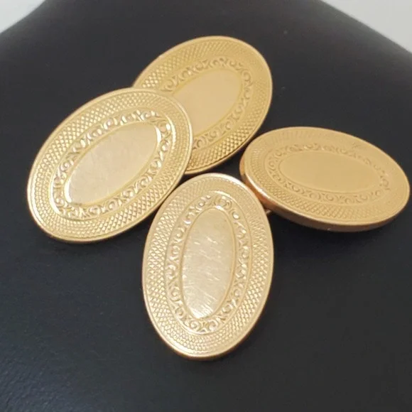 Vintage Krementz Gold Plate Chain Cufflinks Art Deco Oval - Picture 5 of 8